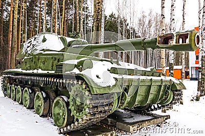 Military tank in a forest