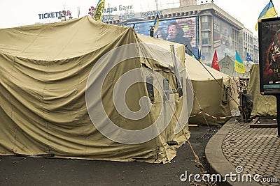 Military tents along Khreschatyk Street in Kiev