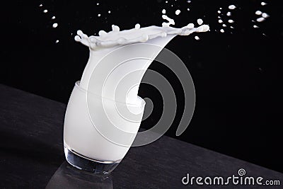 Milk is poured into the glass