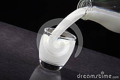 Milk is poured into the glass