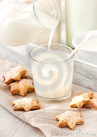 Milk pouring into the glass