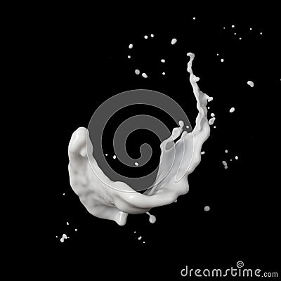 Milk splash isolated on black