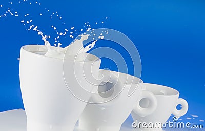 Milk splash out of white cup