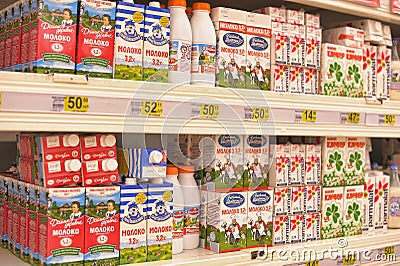 Milk in the supermarket