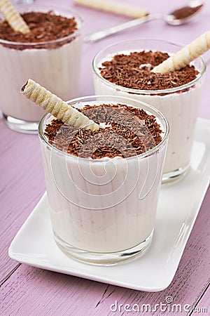 Milkshake with chocolate shaving and wafer tubules