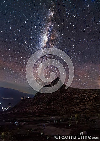 Mount Kinabalu Milky Way with Shooting Star