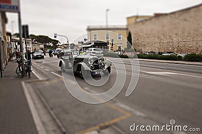 Mille miglia history race vintage car in fano