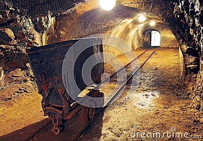 Mine gold underground tunnel railroad