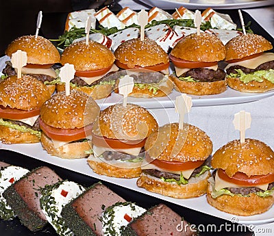 Mini Burgers in a Row