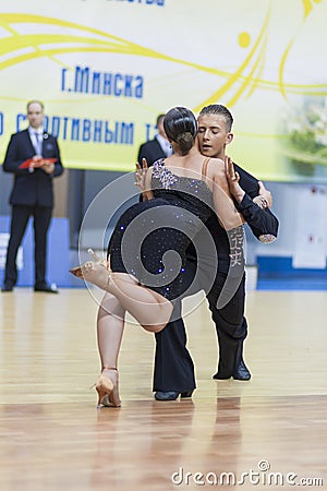 Minsk-Belarus, February, 23: Unidentified Dance Couple Performs