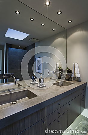 Mirror Over Washbasin In Bathroom