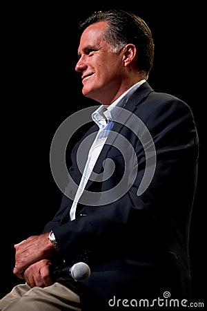 Mitt Romney appears at a town hall meeting in Mesa, AZ