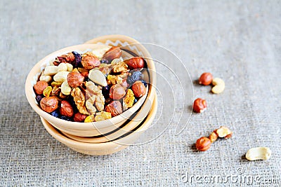 Mix nuts - walnuts, hazelnuts, almonds, raisins