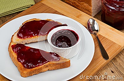 Mixed fruit jam on toast