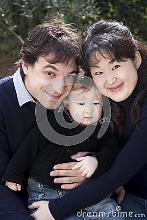 Mixed race asian caucasian family