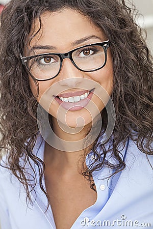 Mixed Race Latina Woman Girl Wearing Glasses