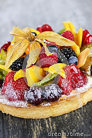 Mixed tropical fruit tart