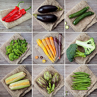 Mixed vegetables collage