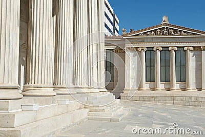 Mixture of classic and modern architecture at Athens University,