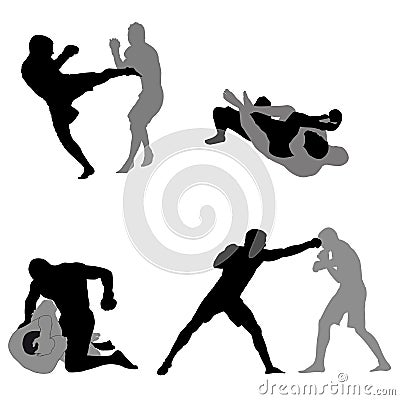 Mma fighters silhouettes