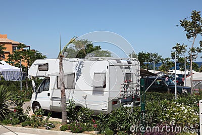 Mobile home on a camping site