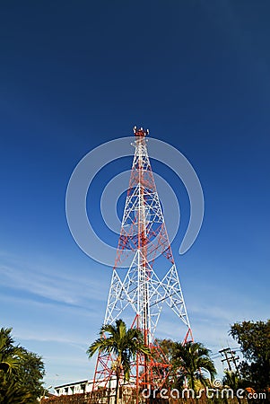 Mobile phone communication repeater antenna tower