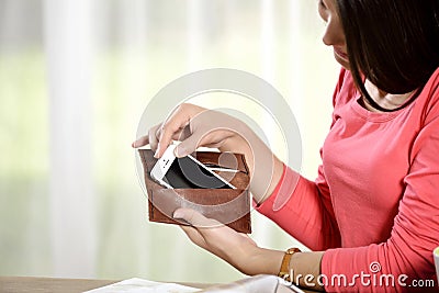 Mobile phone in a womans hand