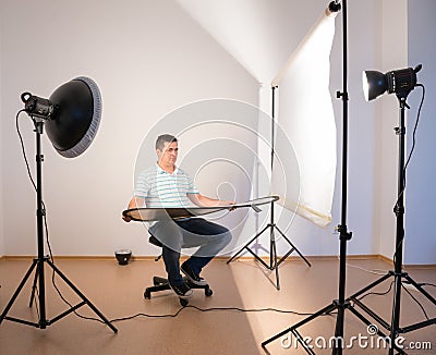 Model being photographed