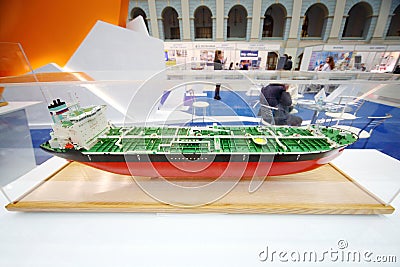 Model of fuel tanker at Russia Marine Industry Conference