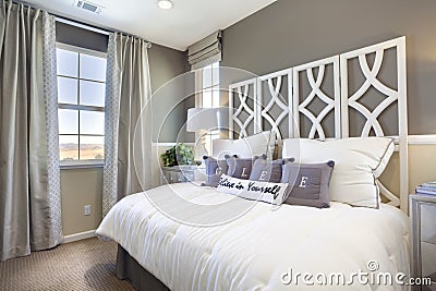 Model Home Bedroom - Taupe & White