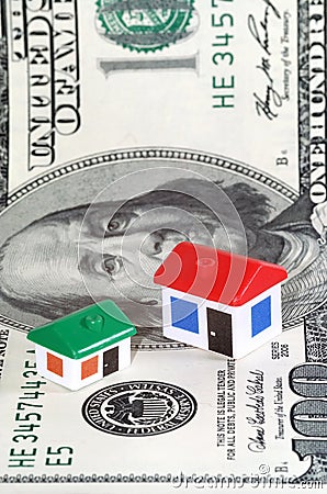 Model houses, dollar banknote