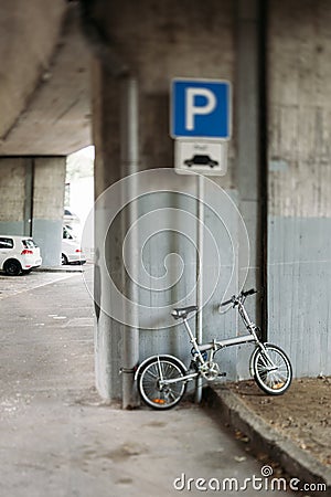 Modern bike in urban parking