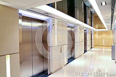 Modern building elevator lobby