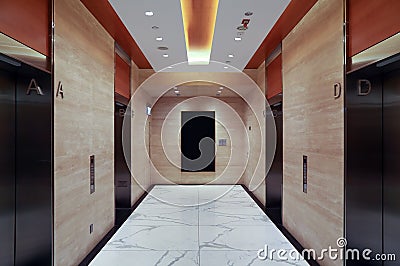 Modern building elevator lobby