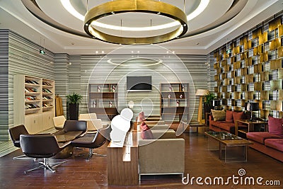 Modern building lobby lounge