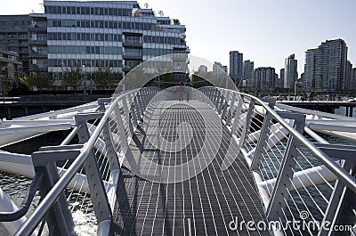 Modern buildings and pedestrian bridge Vancouver