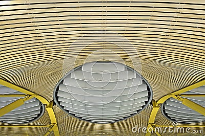 Modern ceiling and light fixtures on the airport