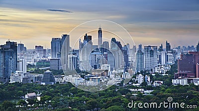 Modern city in a green environment,Suan Lum,Bangkok,Thailand