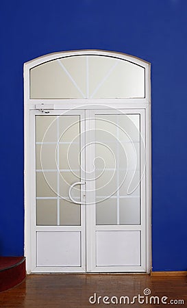 Modern door of white color indoor.