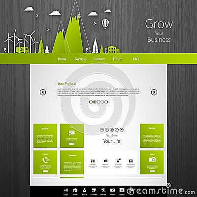 Modern Eco website template with flat eco land illustration