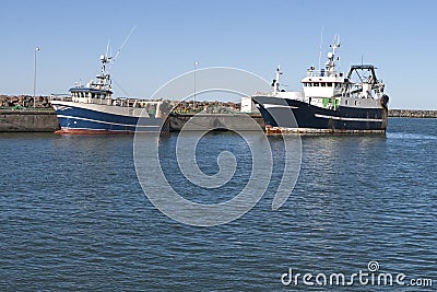 Modern fishing boats in the harbour at Hirtshals, Denmark.