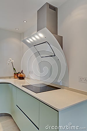 Modern kitchen cooker hood and hob