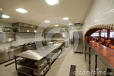 Modern kitchen in restaurant`