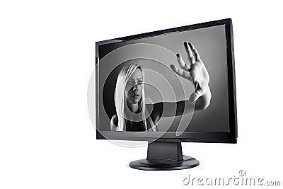 Modern lcd monitor isolated