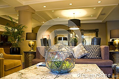Modern luxury cozy hotel lobby