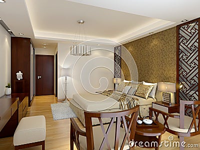 Modern luxury master bedroom interior