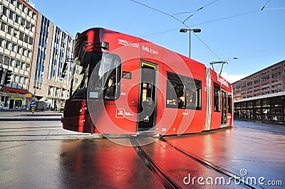 Modern tram for public transportation in Innsbruck