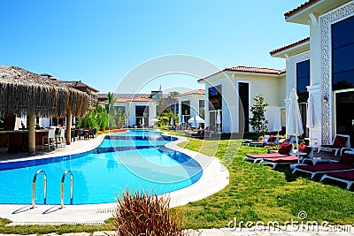 Modern villas with swimming pool at luxury hotel