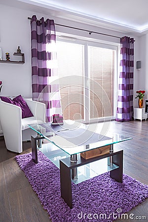 Modern Living Room Interior on Modern White And Purple Living Room Interior Stock Images Image