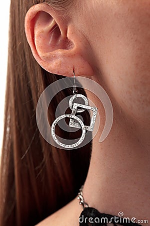 Modernist silver ear ring